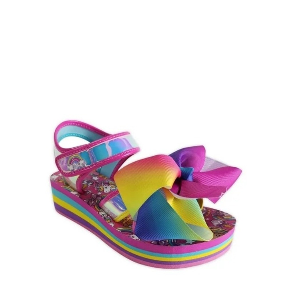 Nickelodeon Jojo Siwa Raimbow‎ Bow EVA Wedge Sandals Girl's Size 5